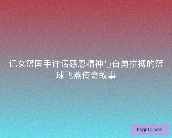 记女篮国手许诺感恩精神与奋勇拼搏的篮球飞燕传奇故事